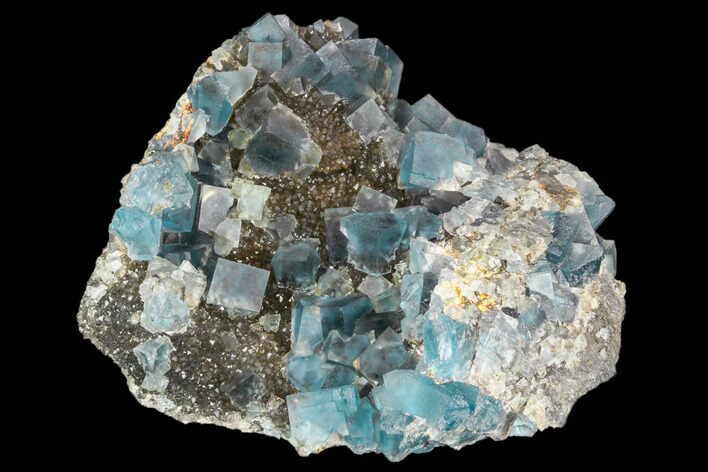 Blue Cubic Fluorite on Quartz - China #120297